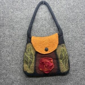 ACCM Acorn Wool Felt Rose Leaf Handbag Shoulder Bag Handmade Nepal